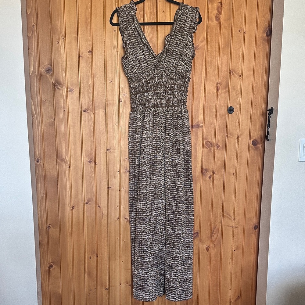 Max Studio Chic Brown Patterned Jumpsuit Jumper R… - image 7